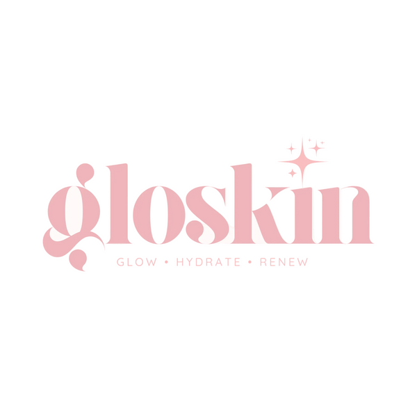 Gloskin logo with brand tagline on a pure white background
